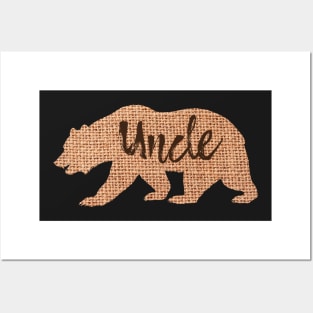 Uncle Bear Burlap Graphic Gift for Uncle Posters and Art